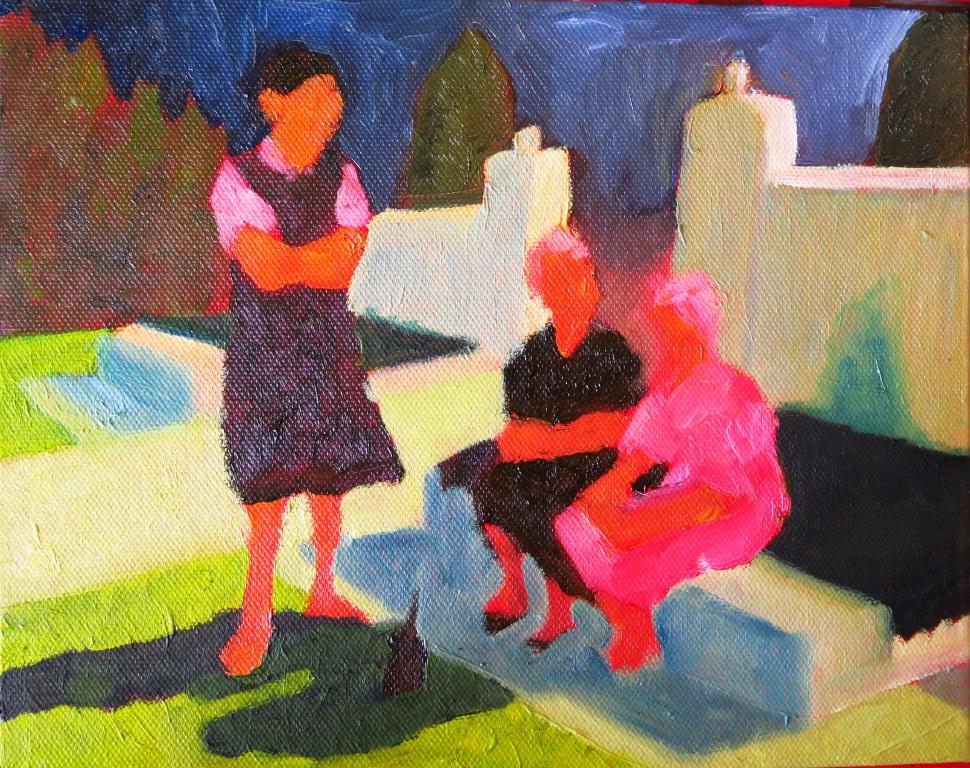 Peinture huile Les Causeuses