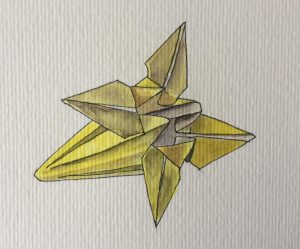 Marie_Grancey_Origami_feutre_noir_et_aquarelle